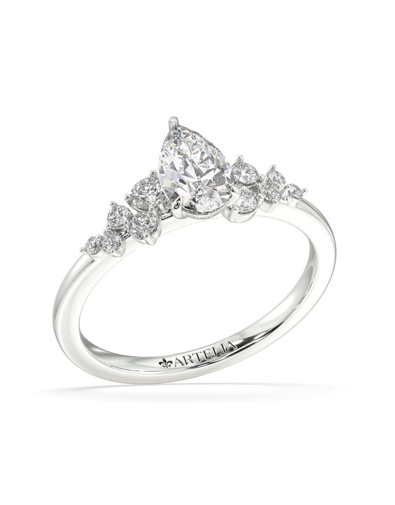 Star Burst Pear Cut Diamond Engagement Ring