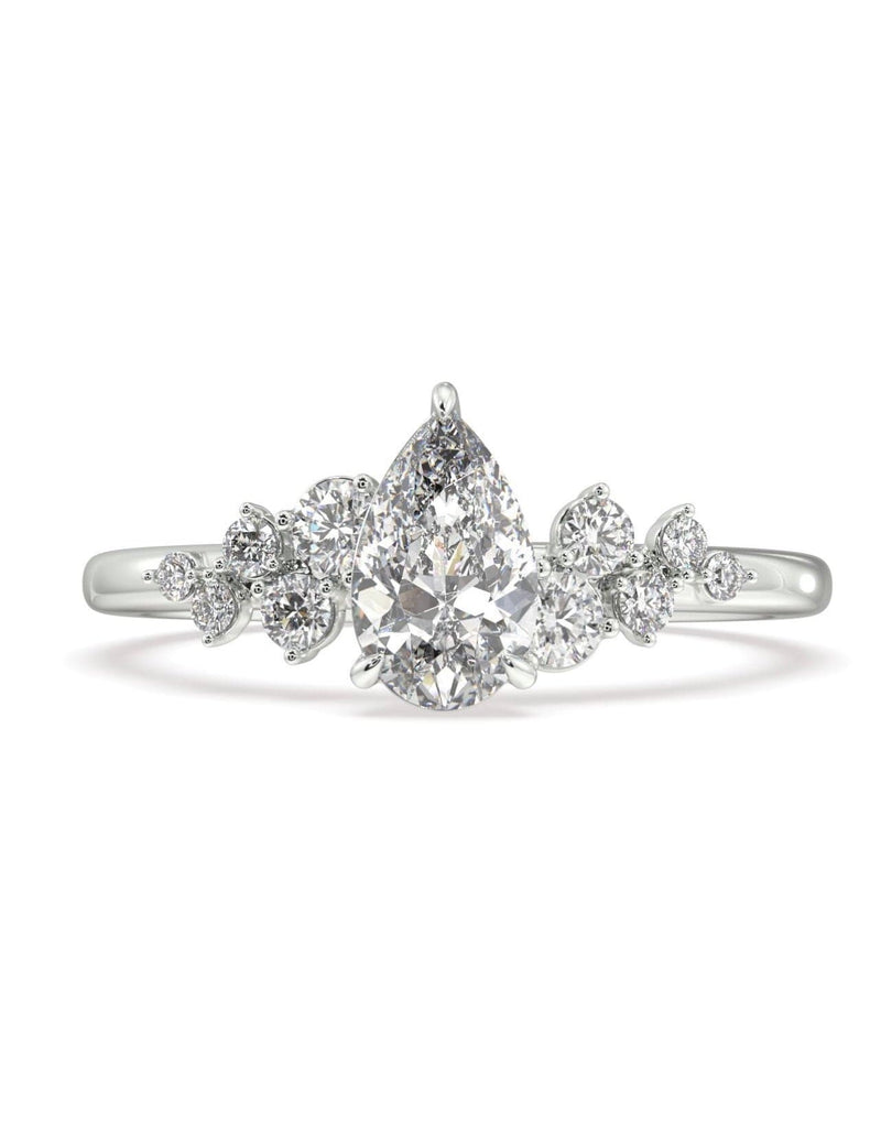 Star Burst Pear Cut Diamond Engagement Ring