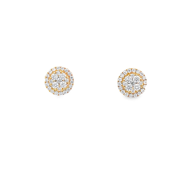 18K yellow gold cluster diamond earrings