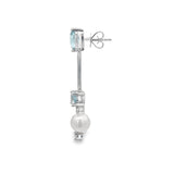 18K White Gold South Sea Pearl , Diamond and Topaz Earrings - Artelia Jewellery