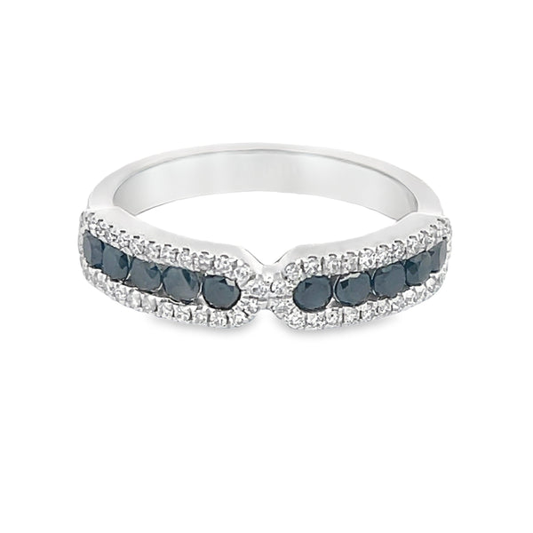 Nadia 18K White Gold Black Diamond and White Diamond Ring - Artelia Jewellery