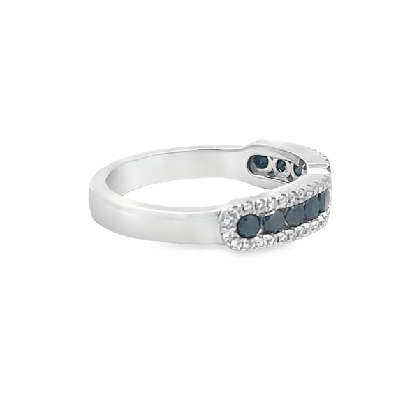 Nadia 18K White Gold Black Diamond and White Diamond Ring - Artelia Jewellery