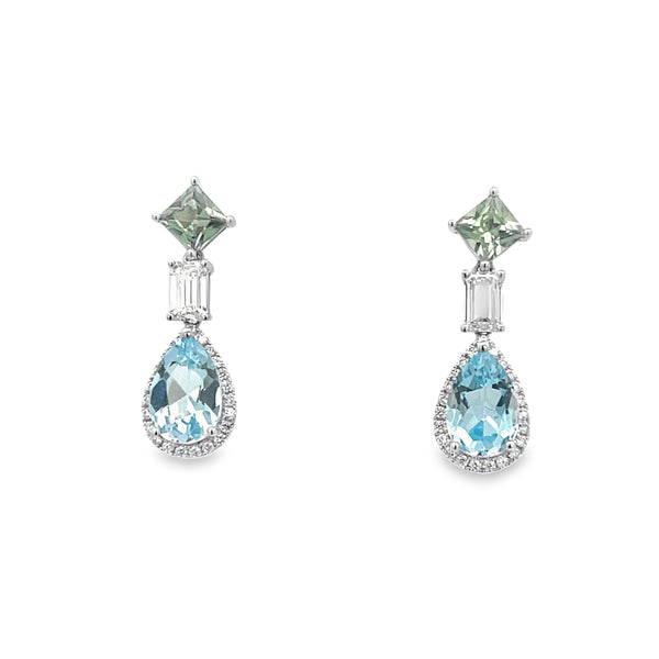 Topaz, Sapphire and Diamond Earrings