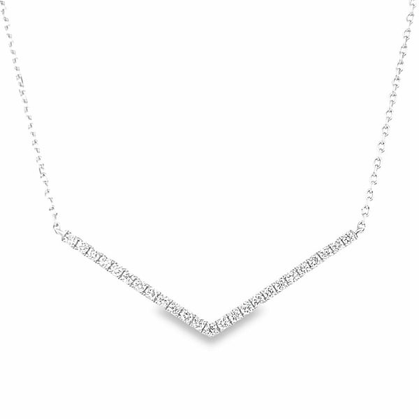 18K White Gold V Diamond Necklace