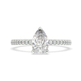 Pear Cut Lab Grown Diamond Engagement Ring With Side Diamonds