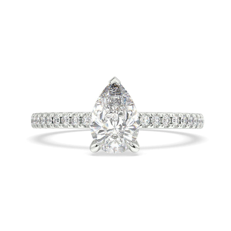 Pear Cut Lab Grown Diamond Engagement Ring With Side Diamonds