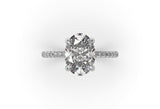 OVAL LAB GROWN DIAMOND ENGAGEMENT RING WITH A HIDDEN HALO AND SIDE DIAMONDS