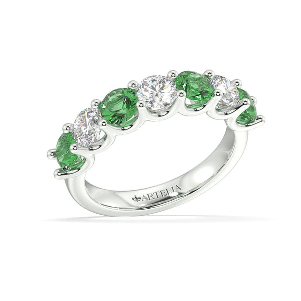 Chloe Diamond and Emerald Wedding Ring - Artelia Jewellery