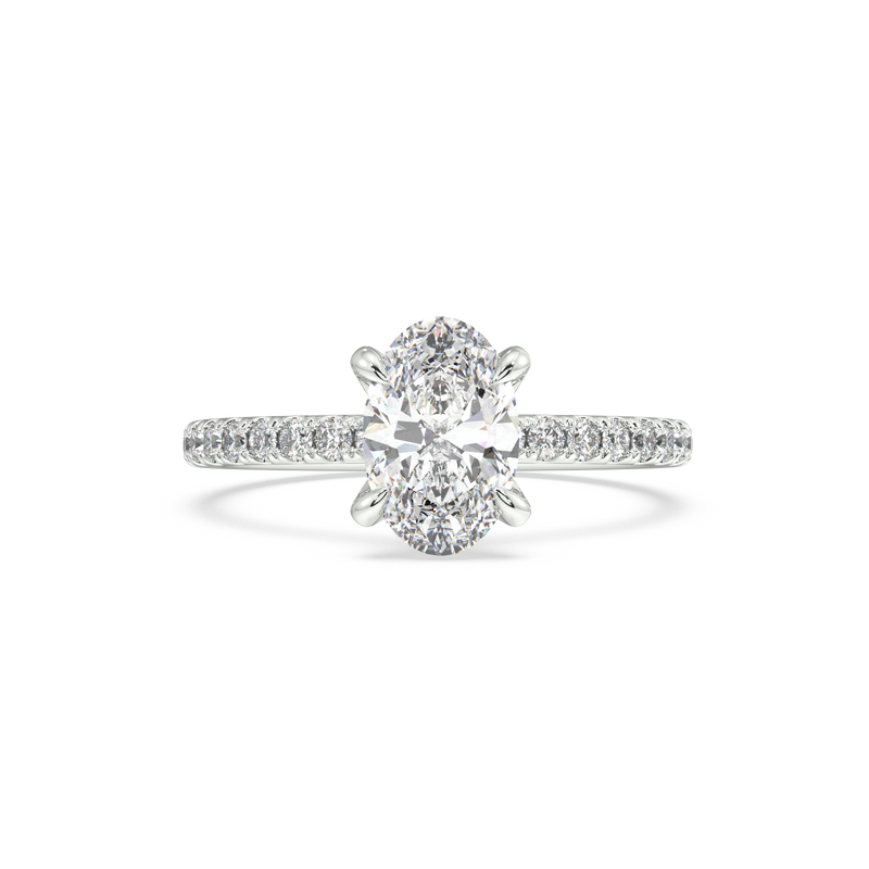 Lab Grown Oval Diamond Engagement Ring With Side Diamonds