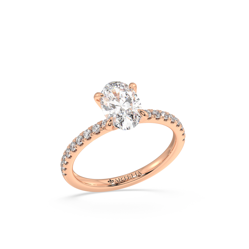 Lab Grown Oval Diamond Engagement Ring With Side Diamonds