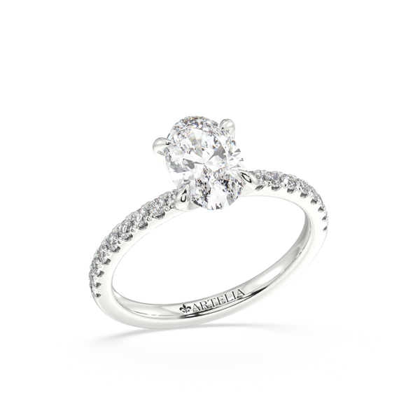 Lab Grown Oval Diamond Engagement Ring With Side Diamonds