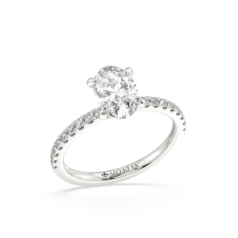 Lab Grown Oval Diamond Engagement Ring With Side Diamonds