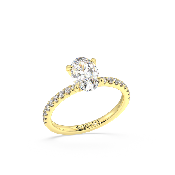 Lab Grown Oval Diamond Engagement Ring With Side Diamonds