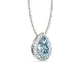 Aquamarine and Diamond Halo Necklace