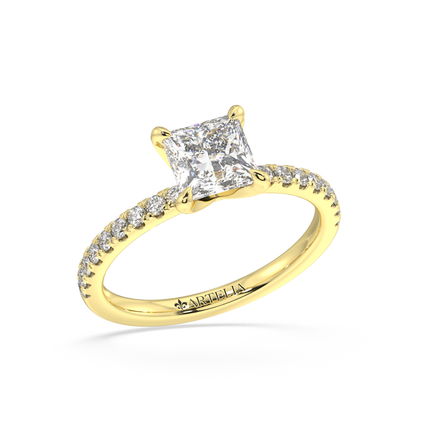 Princess Cut Lab Grown Diamond Engagement Ring With Side Diamonds