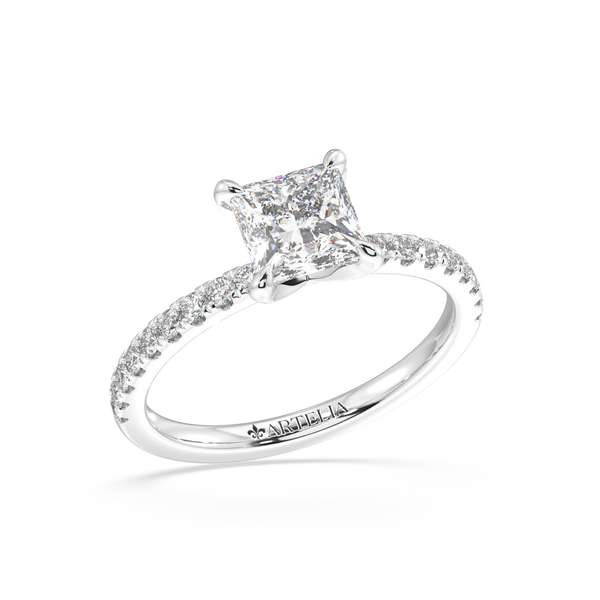 Princess Cut Lab Grown Diamond Engagement Ring With Side Diamonds