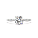 Lab Grown Round Brilliant Diamond Engagement Ring With Four Claws And Side Diamonds