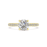 Lab Grown Round Brilliant Diamond Engagement Ring With Four Claws And Side Diamonds