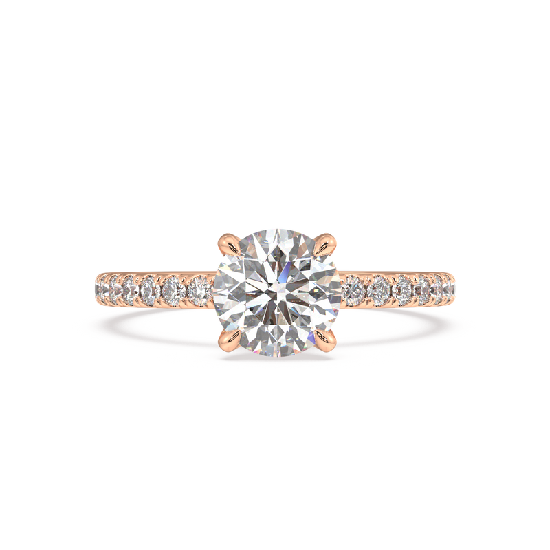 Lab Grown Round Brilliant Diamond Engagement Ring With Four Claws And Side Diamonds