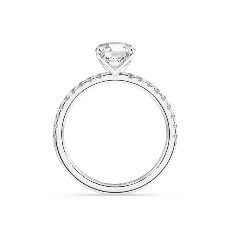 Lab Grown Round Brilliant Diamond Engagement Ring With Four Claws And Side Diamonds