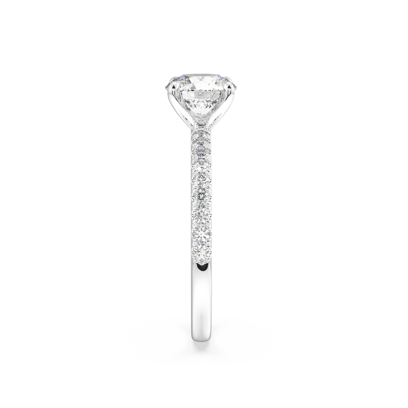 Lab Grown Round Brilliant Diamond Engagement Ring With Four Claws And Side Diamonds