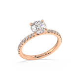 Lab Grown Round Brilliant Diamond Engagement Ring With Four Claws And Side Diamonds