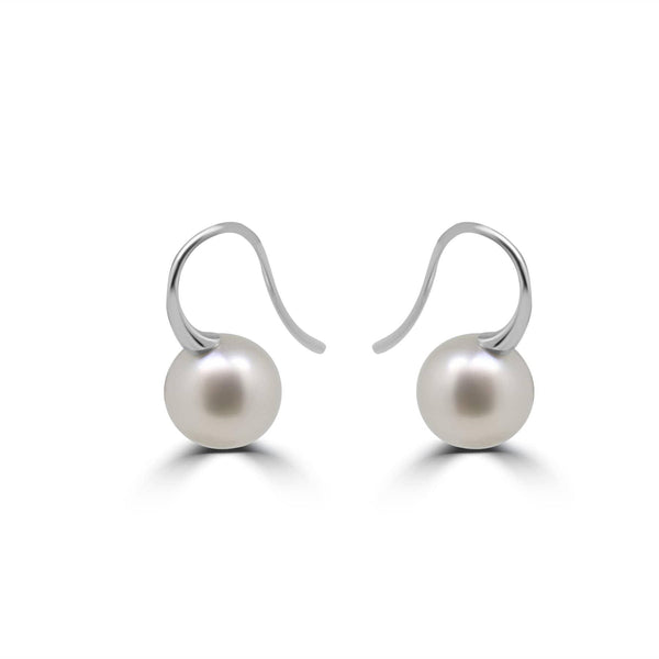 Round Pearl Earrings with Shepard Hooks - Artelia Jewellery