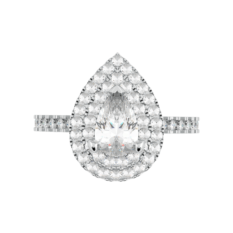 Pear Diamond Double Halo Engagement Ring (ARTDHR105) - Artelia Jewellery