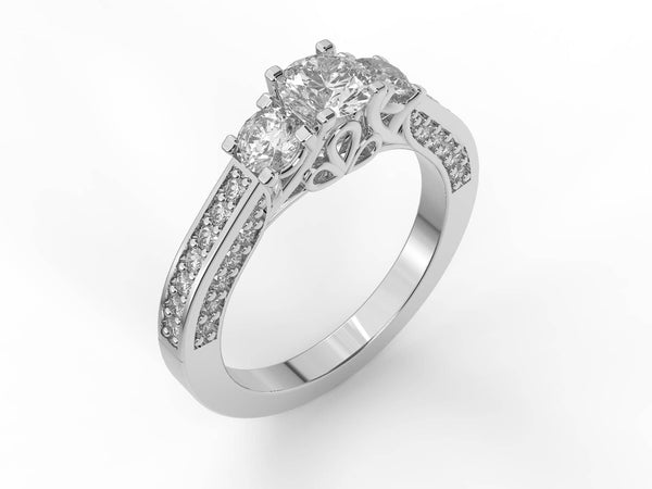 Round Diamond Trilogy Ring (ART064) - Artelia Jewellery