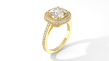 Cushion Double Halo Engagement Ring (ARTDH076) - Artelia Jewellery