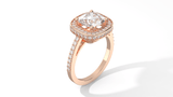 Cushion Double Halo Engagement Ring (ARTDH076) - Artelia Jewellery