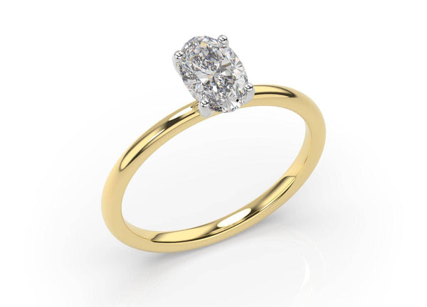 Two Tone Oval Diamond Solitaire Engagement Ring (ARTSR109)