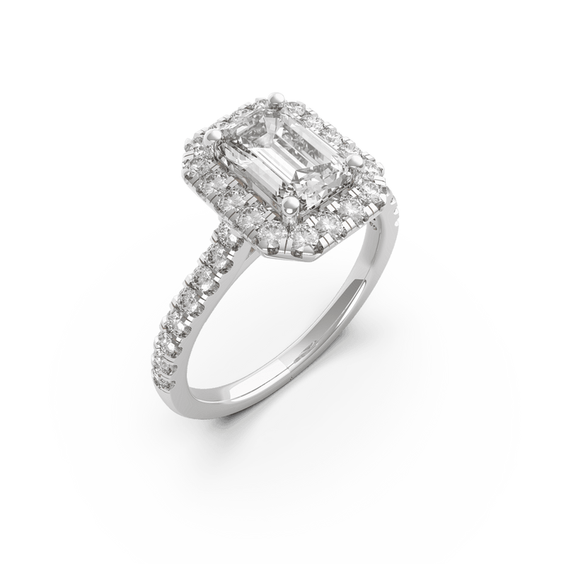 Emerald Cut Diamond Halo Ring (ARTHR023)
