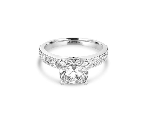 Cushion Diamond Solitaire Engagement Ring (ARTSR053)