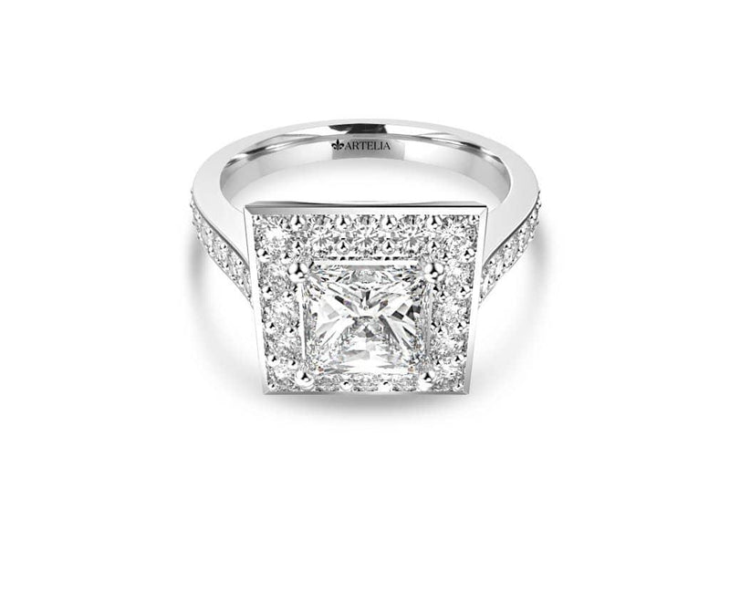 PRINCESS DIAMOND HALO ENGAGEMENT RING (ARTHR057)