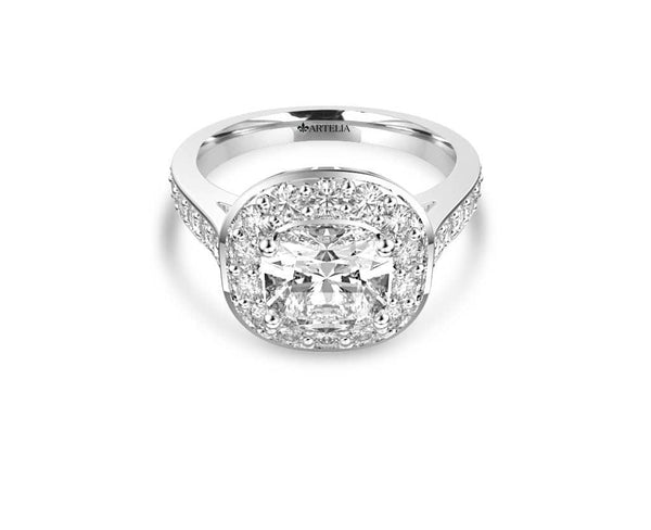Cushion Diamond Halo Engagement Ring (ARTHR059)