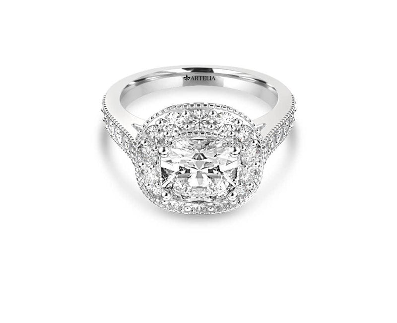 CUSHION DIAMOND HALO ENGAGEMENT RING (ARTHR062)