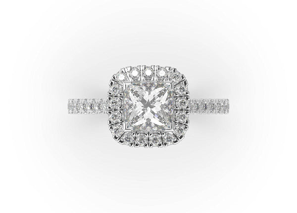 Princess Cut Diamond Halo Engagement Ring (ARTHR067) - Artelia Jewellery