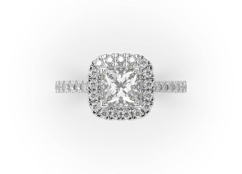 Princess Cut Diamond Halo Engagement Ring (ARTHR067)
