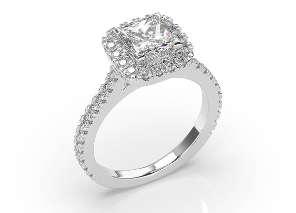 Princess Cut Diamond Halo Engagement Ring (ARTHR067) - Artelia Jewellery