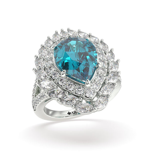 Athena Aquamarine and Diamond Ring - Artelia Jewellery