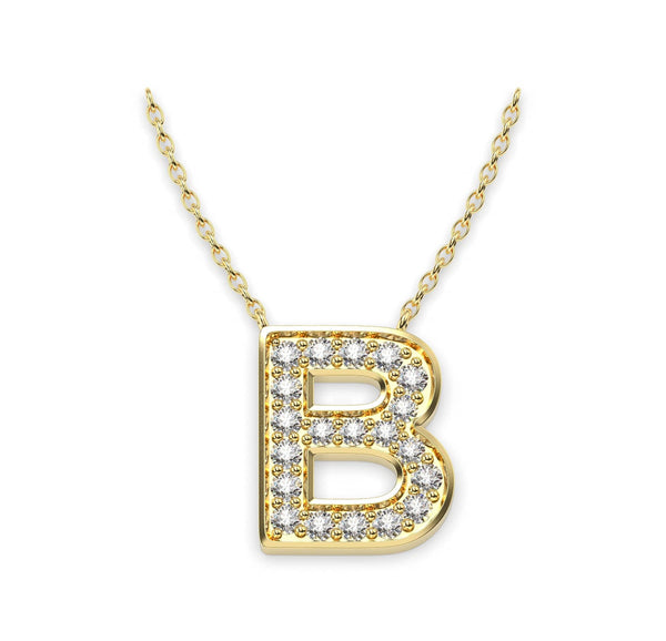 Diamond Initials Necklace B - Artelia Jewellery