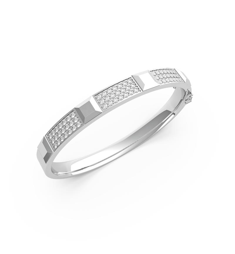 18K White Gold Bangle With Pave Diamonds - Artelia Jewellery