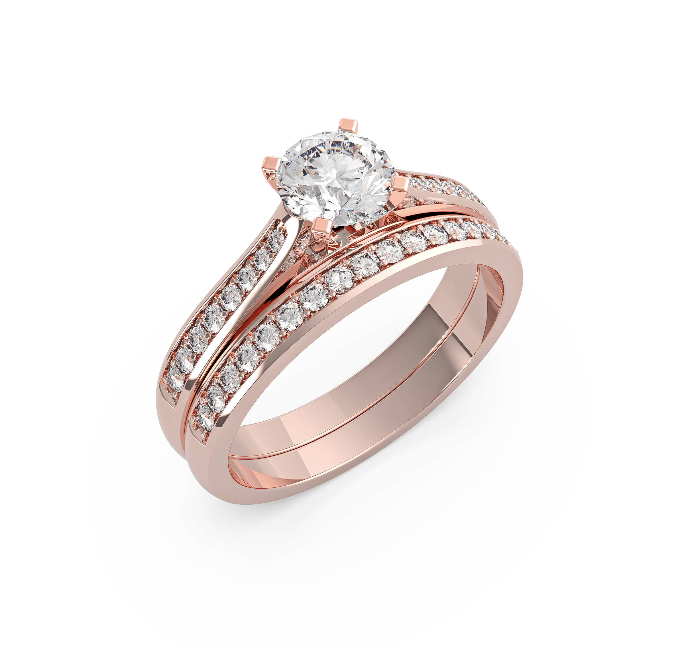 Rose gold deals diamond bridal sets