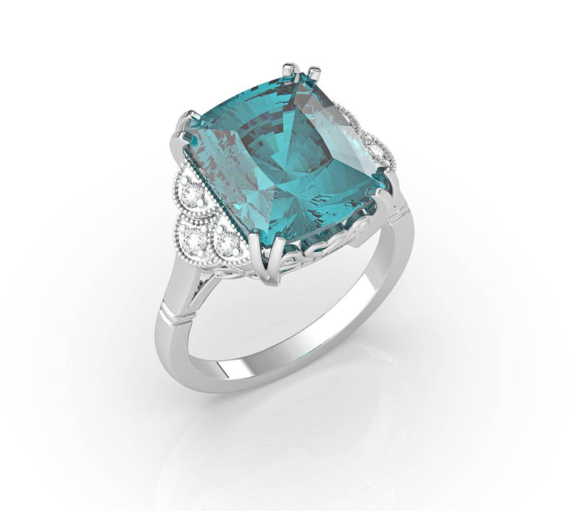Aquamarine & Diamond Engagement Ring (ARTCR01)