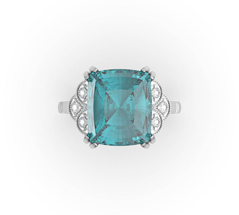 Estelle Aquamarine & Diamond Engagement Ring