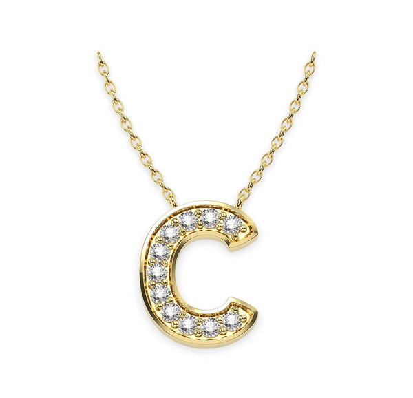 Diamond Initials Necklace C - Artelia Jewellery