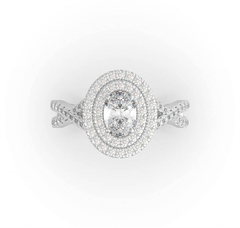 Oval Double Halo Engagement Ring Kristina - Artelia Jewellery