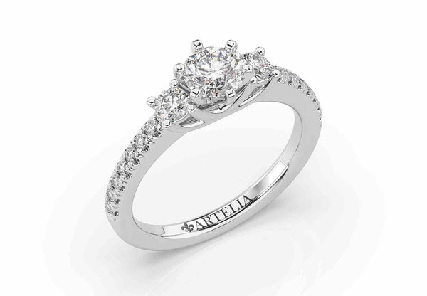 Classic Diamond Trilogy Engagement Ring (ART101) - Artelia Jewellery