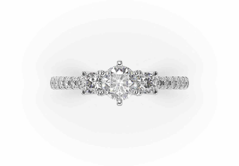 Classic Diamond Trilogy Engagement Ring (ART101) - Artelia Jewellery